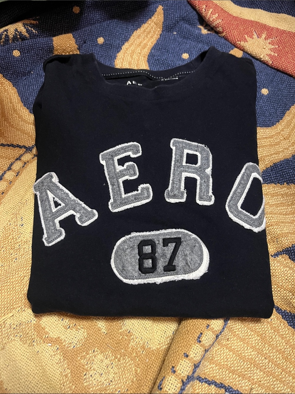 2014 Aeropostale Black Tee with Gray 'AERO 87' Appliqué  M
